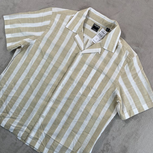 Todd Snyder Other - Todd Snyder Summerweight Camp Shirt Men Medium Khaki Striped Loop Collar NWT